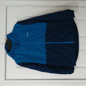 Eddie Bauer Two In One Blue Hooded Windbreaker, Rain Jacket  Boys Size L(14-16)